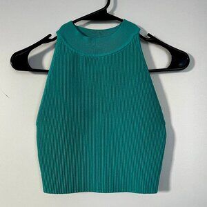 Aritzia Babaton Sculpt Knit Mockneck Halter Crop Top